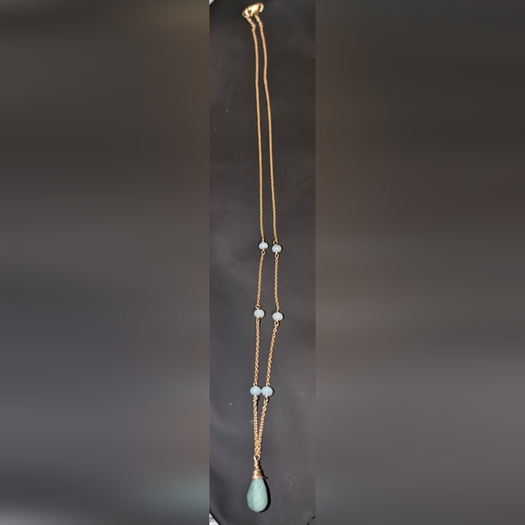 Vintage Aventurine Chalcedony Pendant with Stone Accents 14k Gold Fill 18" Chain - Picture 3 of 9